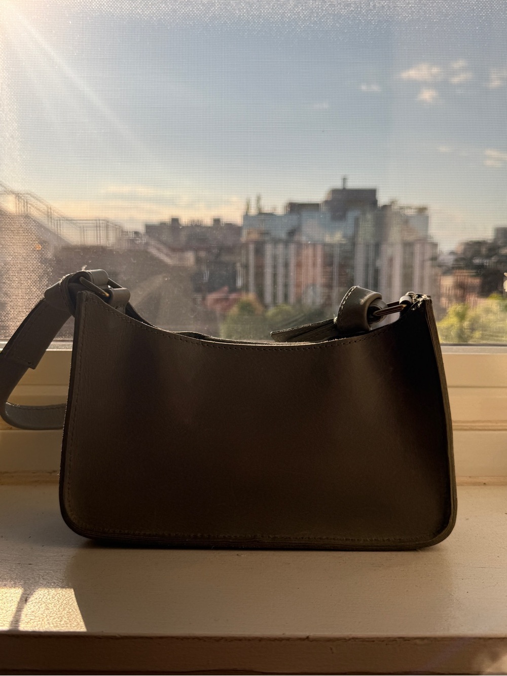 Madewell Light Teal Leather Baguette Shoulder Bag Gold Hardware - Picture 4 of 4